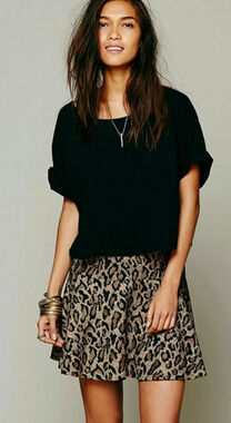 Free People  Leopard  Flare‎ Mini Skirt